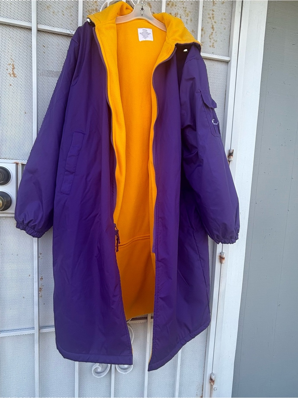 Adoretex Unisex Swim Parka | Purple with yellow Fleece Lining | Size L zip front